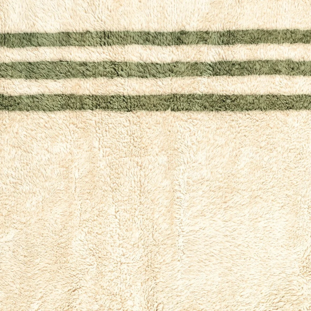 Verda Green and White Striped Rug