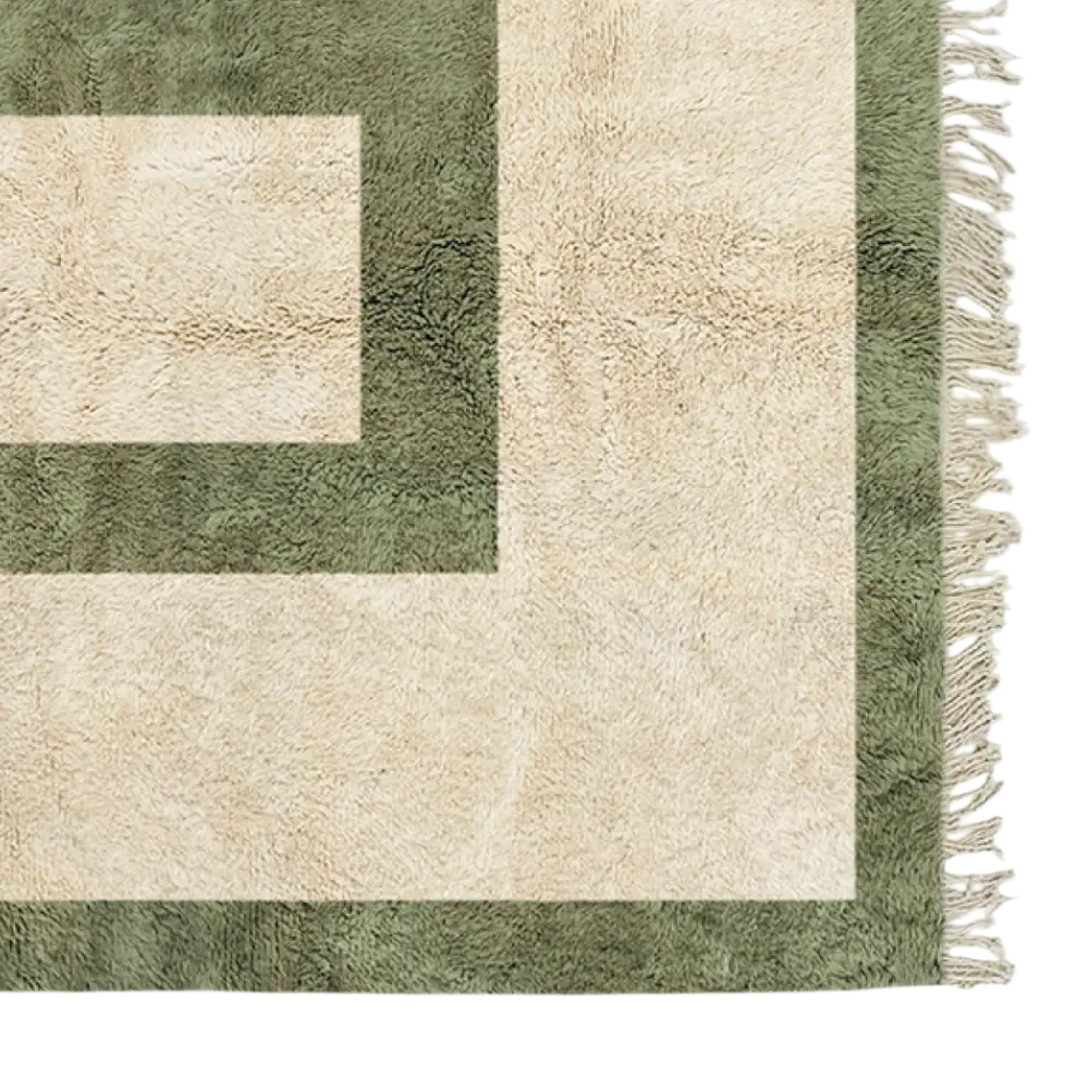 Atlas Grid Beige Green Rug