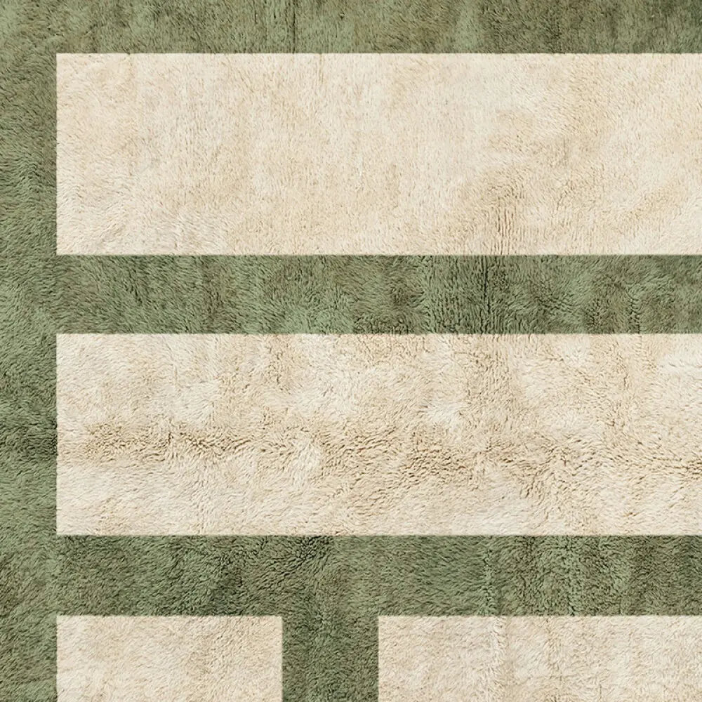Atlas Grid Beige Green Rug
