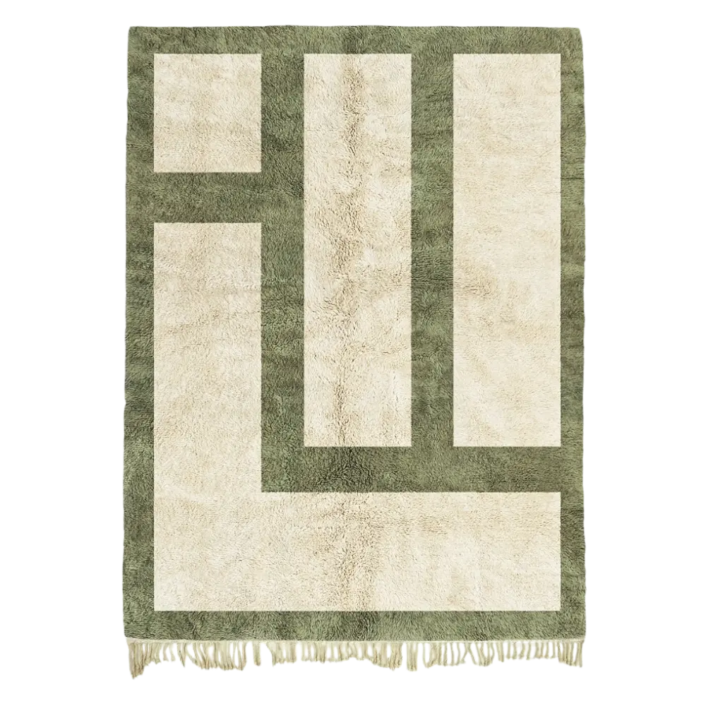 Atlas Grid Beige Green Rug