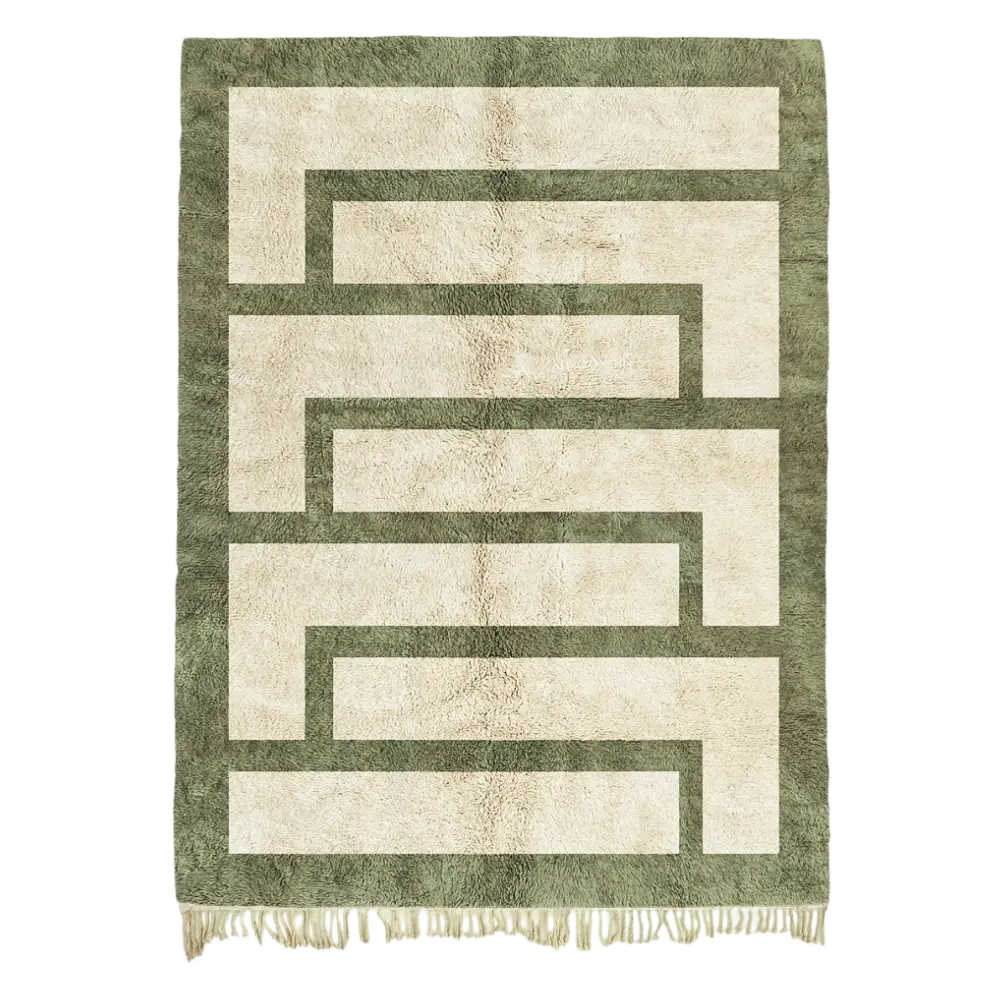 Atlas Maze Green and Beige Rug