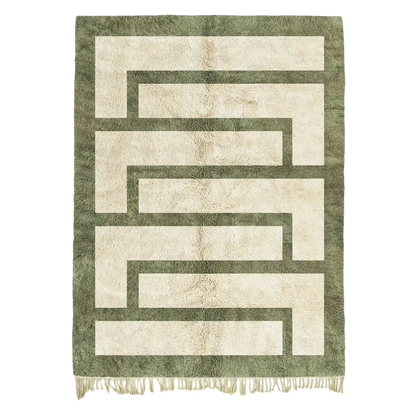 Atlas Maze Green and Beige Rug