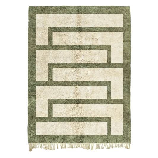 Atlas Maze Green and Beige Rug