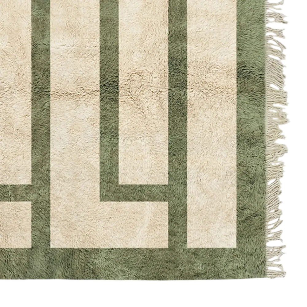 Atlas Maze Green and Beige Rug