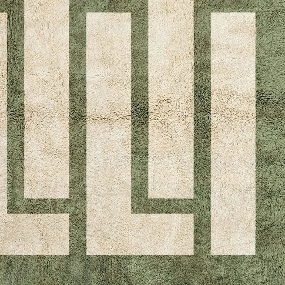 Atlas Maze Green and Beige Rug