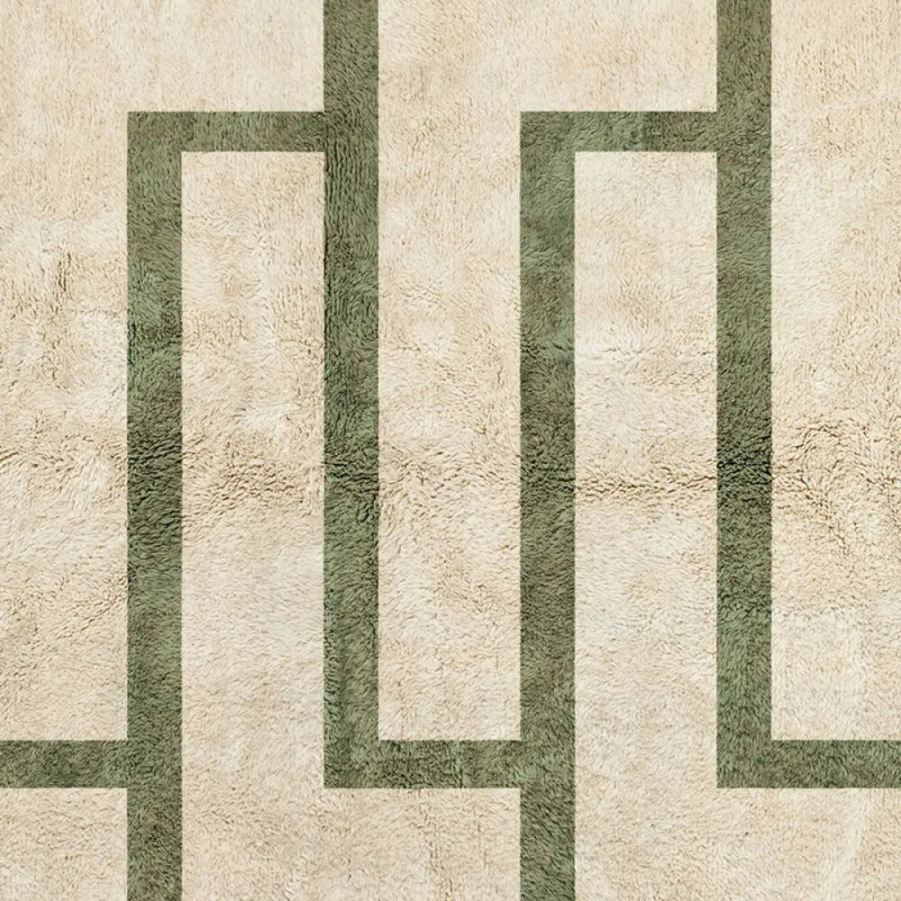 Atlas Maze Green and Beige Rug