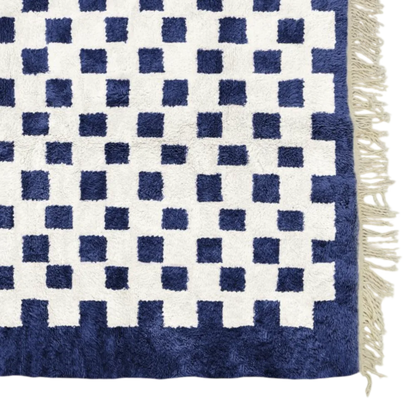 Checkered Sky – Blue and White Checkered Rug