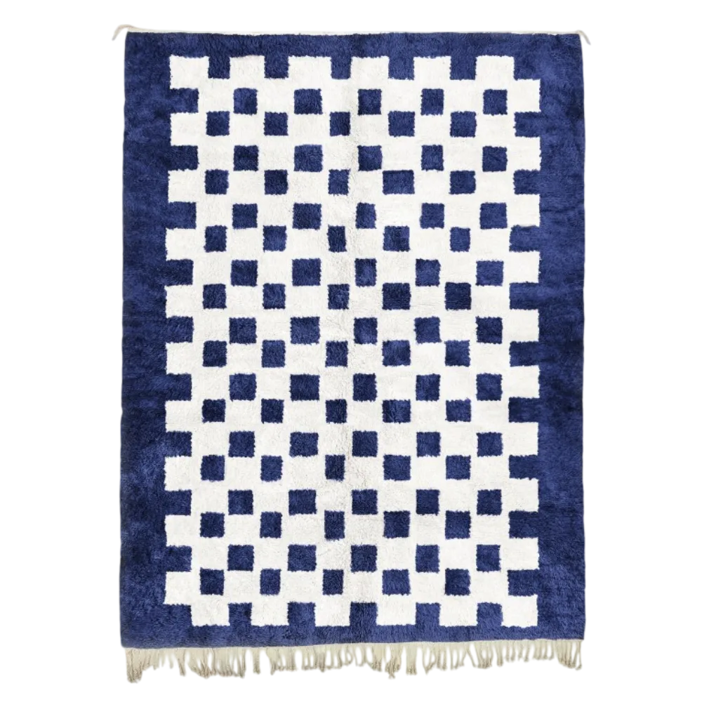 Checkered Sky – Blue and White Checkered Rug