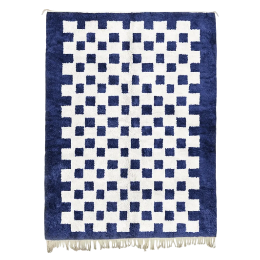 Checkered Sky – Blue and White Checkered Rug