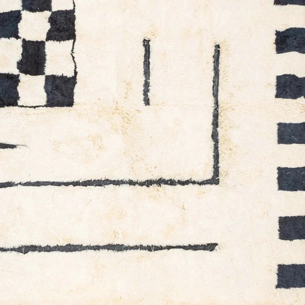 Checkmate Black White Checkered Rug