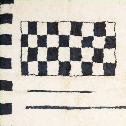 Checkmate Black White Checkered Rug