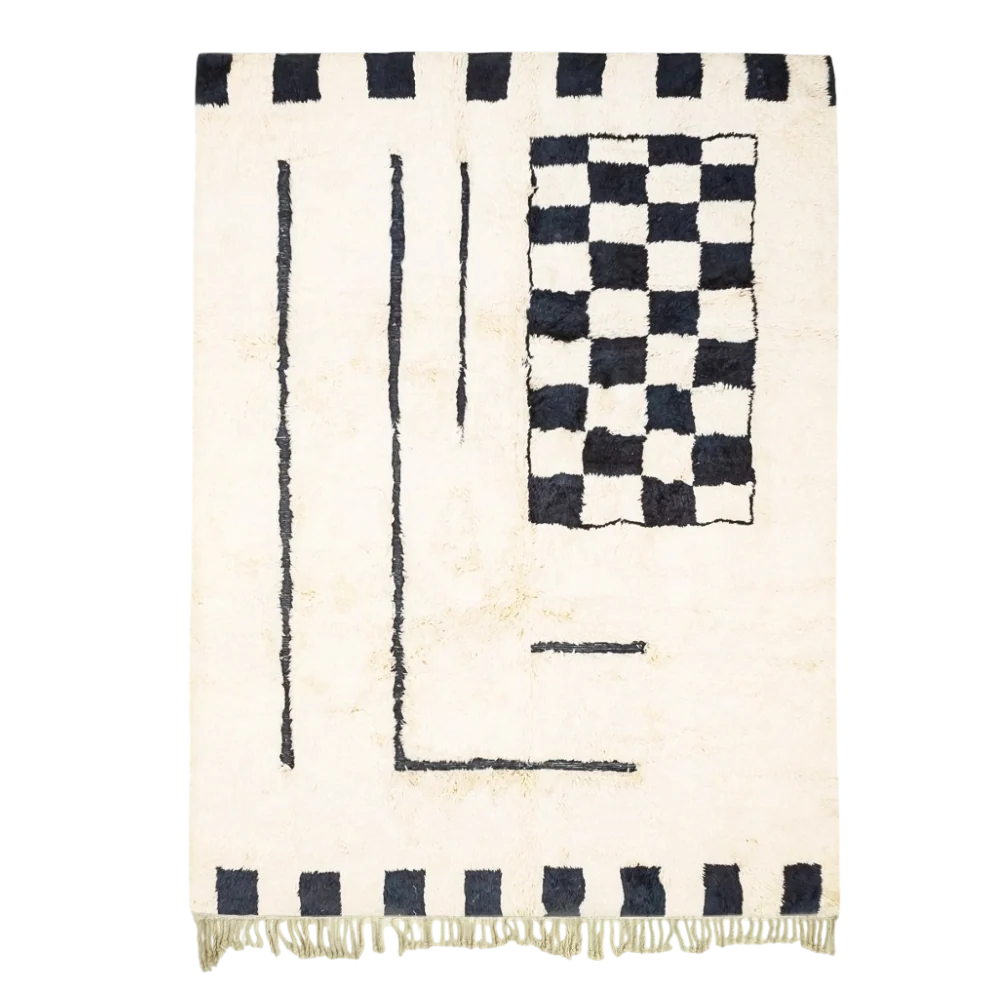 Checkmate Black White Checkered Rug