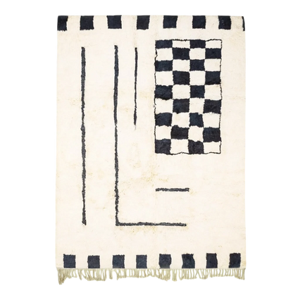 Checkmate Black White Checkered Rug