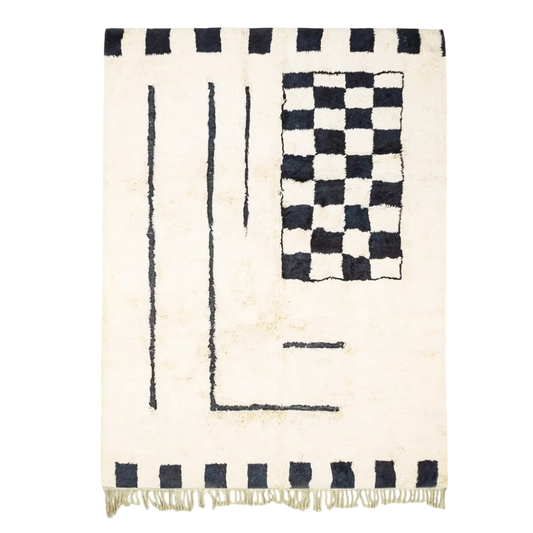 Checkmate Black White Checkered Rug