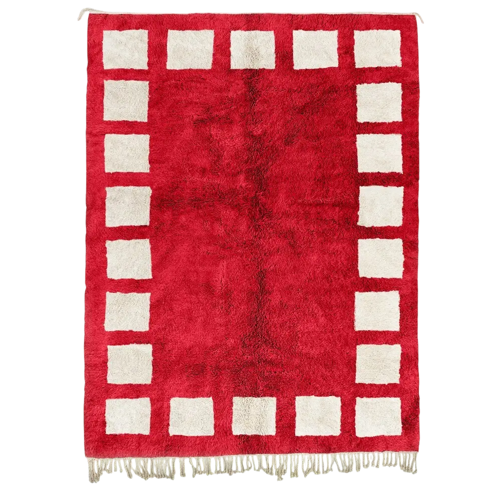 Marrakech Borders Red and Beige Rug