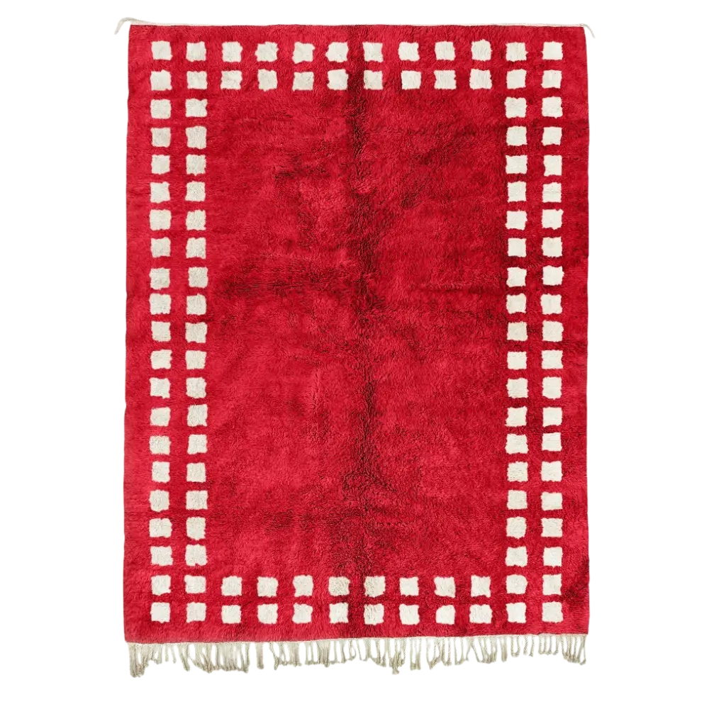 Marrakech Squares Red Beige Rug