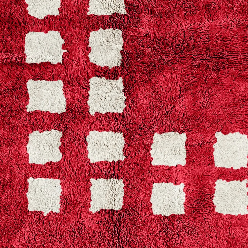 Marrakech Squares Red Beige Rug