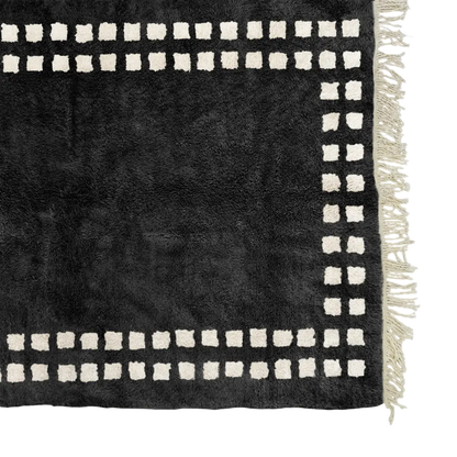 Midnight Frame Black White Moroccan Rug