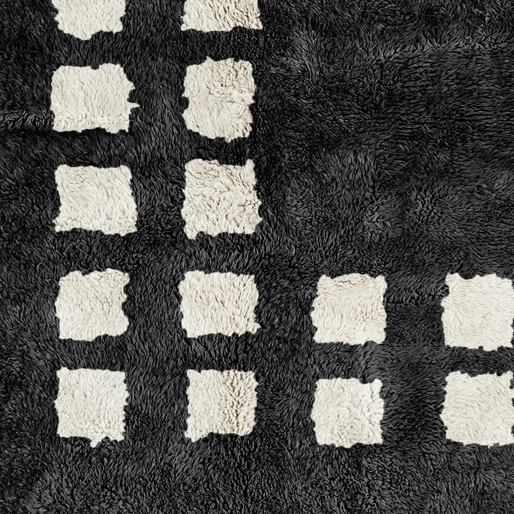 Midnight Frame Black White Moroccan Rug