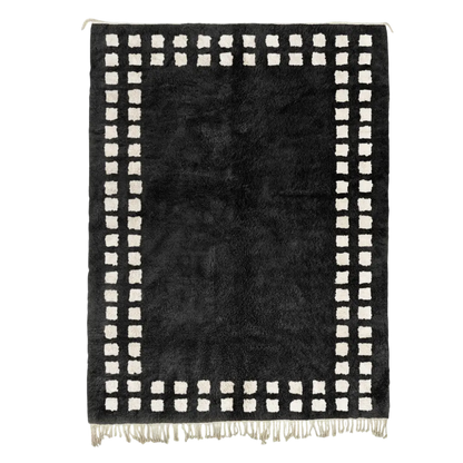 Midnight Frame Black White Moroccan Rug