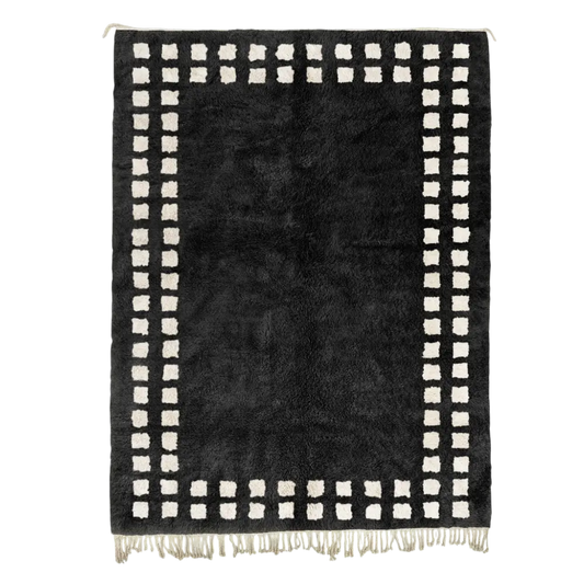 Midnight Frame Black White Moroccan Rug