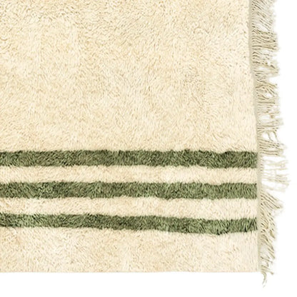 Verda Green and White Striped Rug