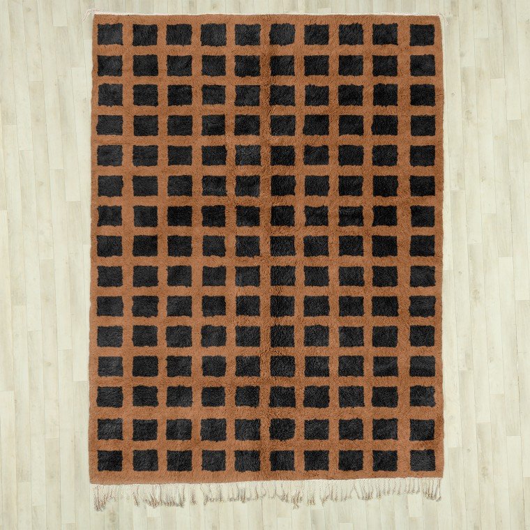 Amaynu Brown Checkered Rug